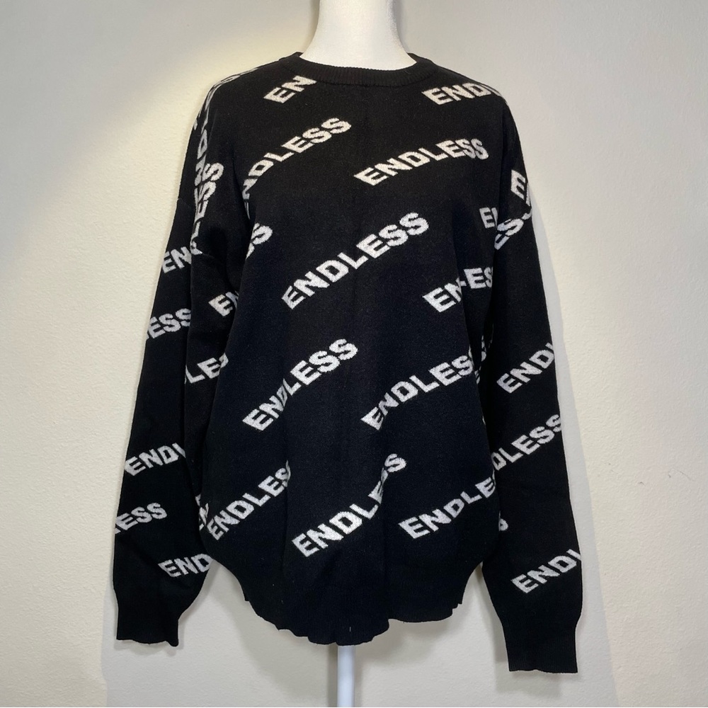 Forever 21 Men ENDLESS Monogram Sweatshirt Sweater Black S